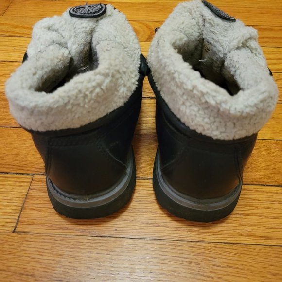 Timberland 8M Black‎ Leather Lace Up Ankle Boots Waterproof Foldover Corduroy - Picture 6 of 11